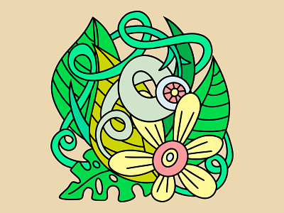 Doodle antistress flower with leaf Hand drawn design zen