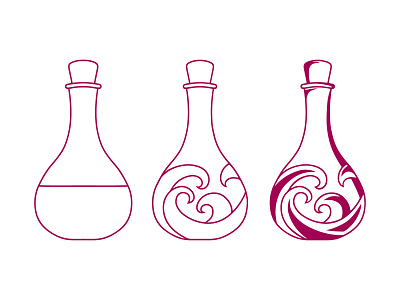 Doodle bottle set Sketch wine Alcoholic drinks