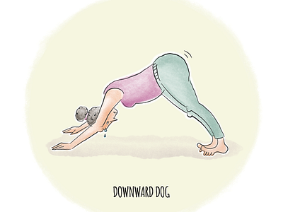 Downward Dog character fitness illustration texture watercolor watercolour woman yoga