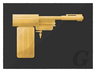 G is for Golden Gun 007 bond fantasy film golden gun goldeneye gun illustration illustrator james bond texture vector