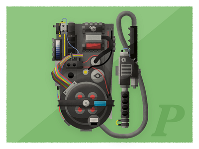 P is for Proton Pack 80s alien film ghostbusters illustration movie proton pack sci fi scifi slimer vector who you gunna call