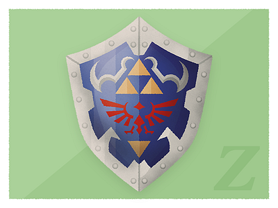 Z is for Zelda's Master Shield fantasy game illustration legend of zelda link n64 nintendo nintendo 64 shield vector weapon zelda