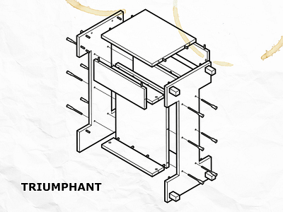 A triumphant I diy flatpack furniture ikea illustration instructions isometric letter lettering type typography vector