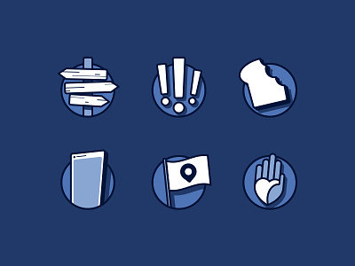 Icon Set bite flag blue circle concept direction hand heart icon phone set sign vector