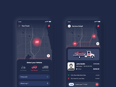 Tow Truck App Design, UI Kits and Templates