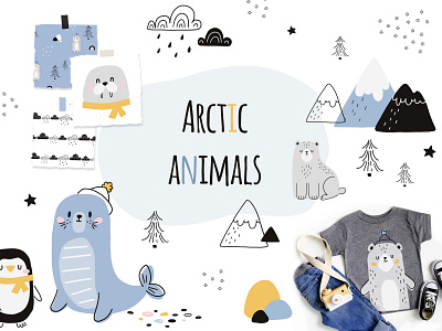 Arctic animals animals arctic arctic animals baby bear christmas clipart design illustration kids nordic pattern penguin polar seal vector