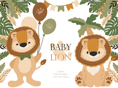Baby lion baby clipart design illustration kids lion vector