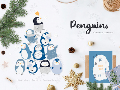 Penguins.Christmas collection