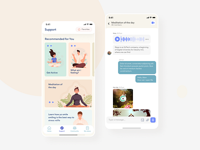 Meditation App UI branding design graphic design illustration logo package design product packaging design ui ux vector