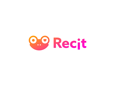 Recit app frog fun gradient heart like logo recit ui