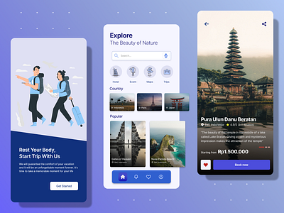 Travel App app app design application blue dark dark blue dark theme exploration figma illustration minimal mobile mobile design mockup theme travel ui ux