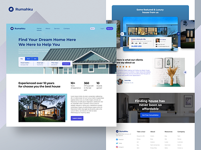 Real Estate Home Page - Rumahku dark dark theme dekstop design exploration homepage landing page landingpage minimal modern portfolio realestate theme ui ux uifigma ux web web design website