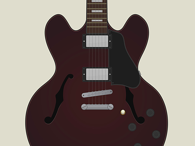 Gibson 335 guitar illustration music