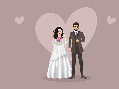Groom and Bride branding bride and groom character design illustrator