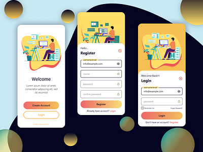 LOGIN and REGISTER Mobile App UI/UX Desgin adobe photoshop adobe xd app desgin app uiux desgin design figma login login and signup screen signup ui uiux ux