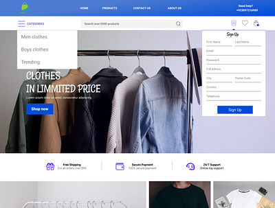 Clothe Website : Sign Up Page adobe xd clothe website design ecommerence website figma graphic design motion graphics products website signup page ui ux design uiux web design