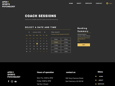 Fitness Website : Coach Sessions Page