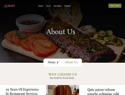 Food Website : About Page about page adobe xd design fast food website figma food website food website about page foods website graphic design new restaurant website restaurant template restaurant website ui ux design uiux web design