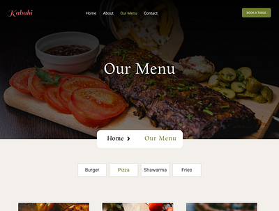 Food Website : Our Menu Page adobe xd design fast food website figma food website food website our menu page graphic design restaurant website ui ux design uiux web design