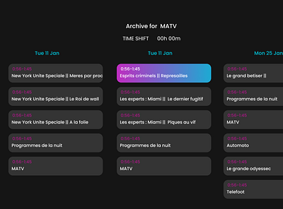 MATV : Archive Page adobe xd android app archive page design figma graphic design matv app mobile app ui ux design uiux video app web design