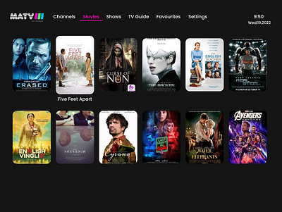 MATV : Movies Page adobe xd android app design figma graphic design matv app mobile app movies page tv app ui ux design uiux video app web design
