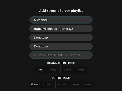 MATV : Xtream Server Playlist Page adobe xd android app design figma graphic design matv app mobile app music app tv app ui ux design uiux video app web design xtream page