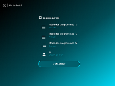 TV App : Connecter Page