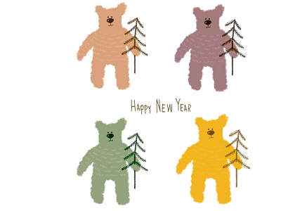 Bears Happy New Year | A series of greeting cards card celebration christmas christmas card christmas tree funny greeting card hand drawn happy new year illustration postcard printable