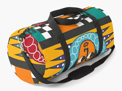 Ethiopian Colourful Angels Pattern Duffle Bag angels faces art art branding colourfull design ethiopian traditional art graphic design icon illustration illustrator nahom shiferaw typography