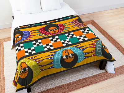 Ethiopian Colourful Angels Pattern Comforter, blanket