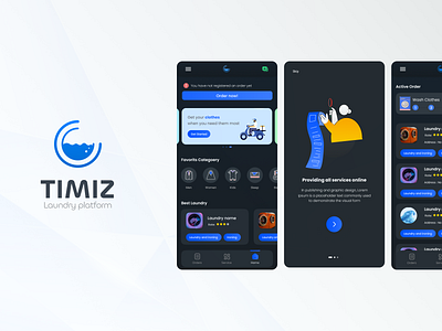 Timiz (Laundry App) app booking clean concept dark darktheme design explore laundry laundryapp ui userinterface ux