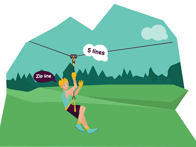 Zipline 2d character animation branding design flat illustration minimal vector