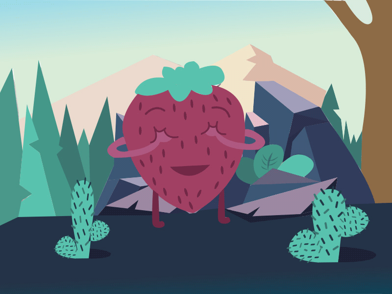 Strawberry animation flat illustration vector