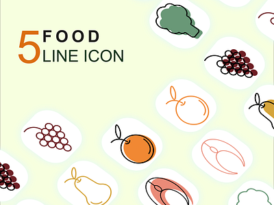 5 line icon of healthy food