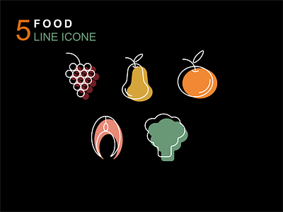 5 line icon of healthy food