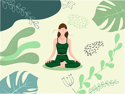 Women Yoga Meditation Illustration app branding design icon illustration logo vector