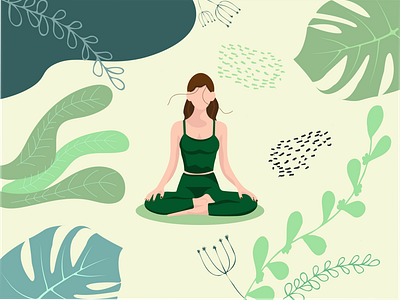 Women Yoga Meditation Illustration