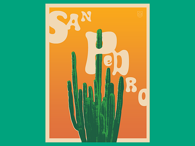 San Pedro illustration poster print silkscreen vintage