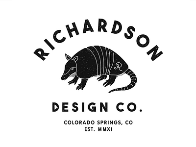 Richardson Design Co Logo armadillo badge black and white colorado logo