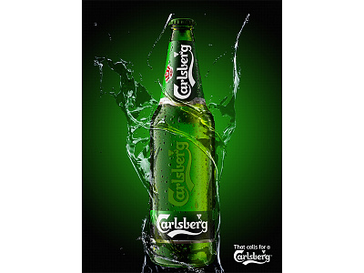 Carlsberg 3d bottle cgi realflow splashes vray