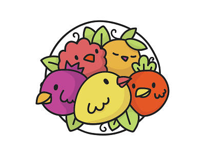 Flying Fruit Concept birds cute fruit illustration logo mark