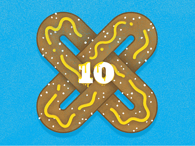 Exit10 Pretzel Theme blue exit10 food illustration mustard pretzel salt social media yellow