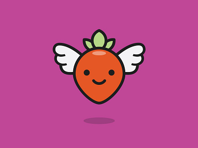 Flying Strawberry branding cute fruit logo design mark wings