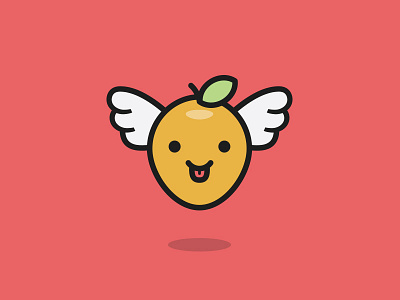Flying Mango branding cute fruit logo design mark wings