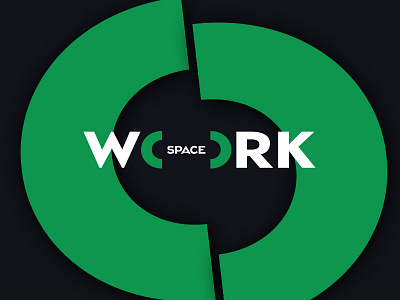 Workspace Logo Design brackets green icon logo simple typography workspace