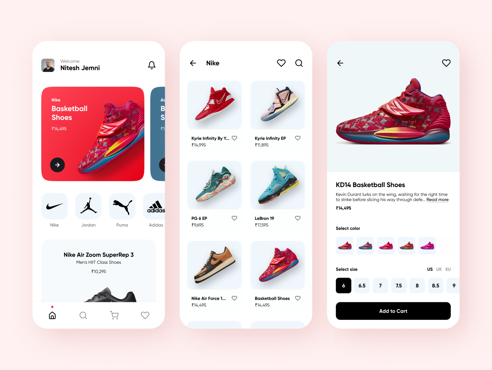 shoe app by Nitesh Jemni on Dribbble