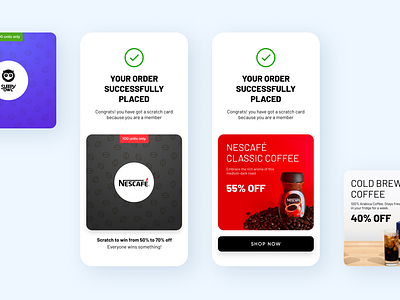 scratch card app card clean design grocery minimal mobile order placed scratch card shopping thank you ui ux