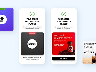 scratch card app card clean design grocery minimal mobile order placed scratch card shopping thank you ui ux
