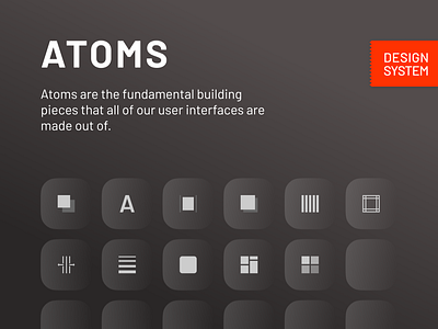 design system: atoms app atom card clean design system grocery illustration minimal molecules oragnisms pages template ui ux widget