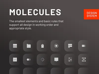 design system: molecules app atom card clean design system grocery illustration minimal molecules oragnisms pages template ui ux widget